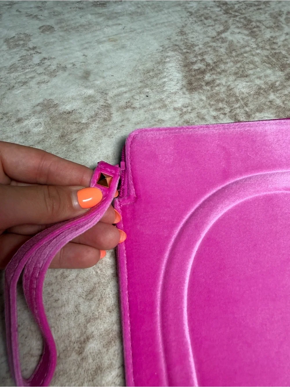 Valentino Garavani Hot Pink Velvet Tablet / Computer Sleeve Pouch 15” Wide